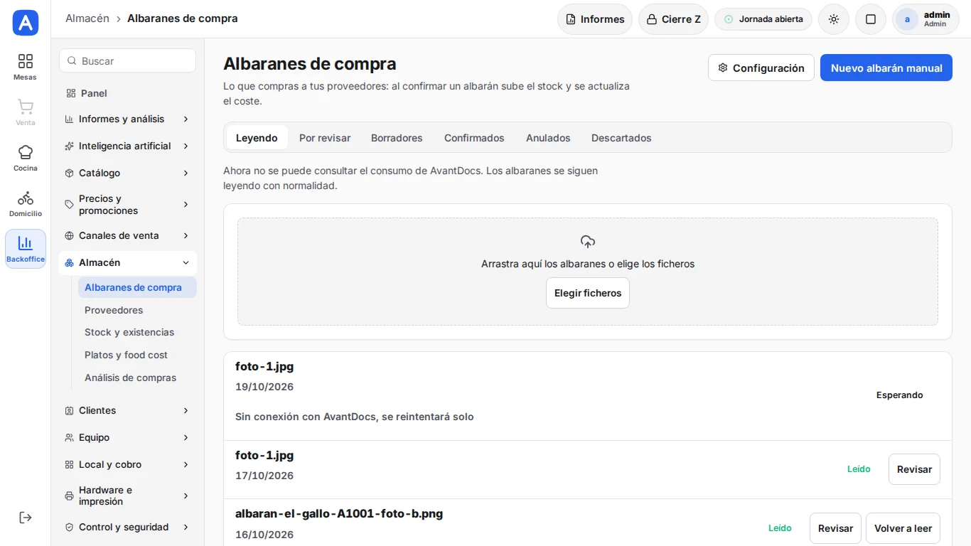 Subir los albaranes