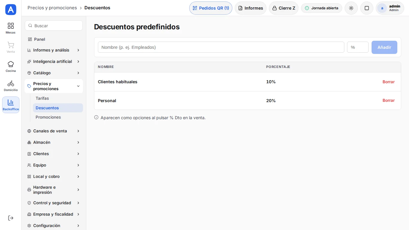 Precios y promociones