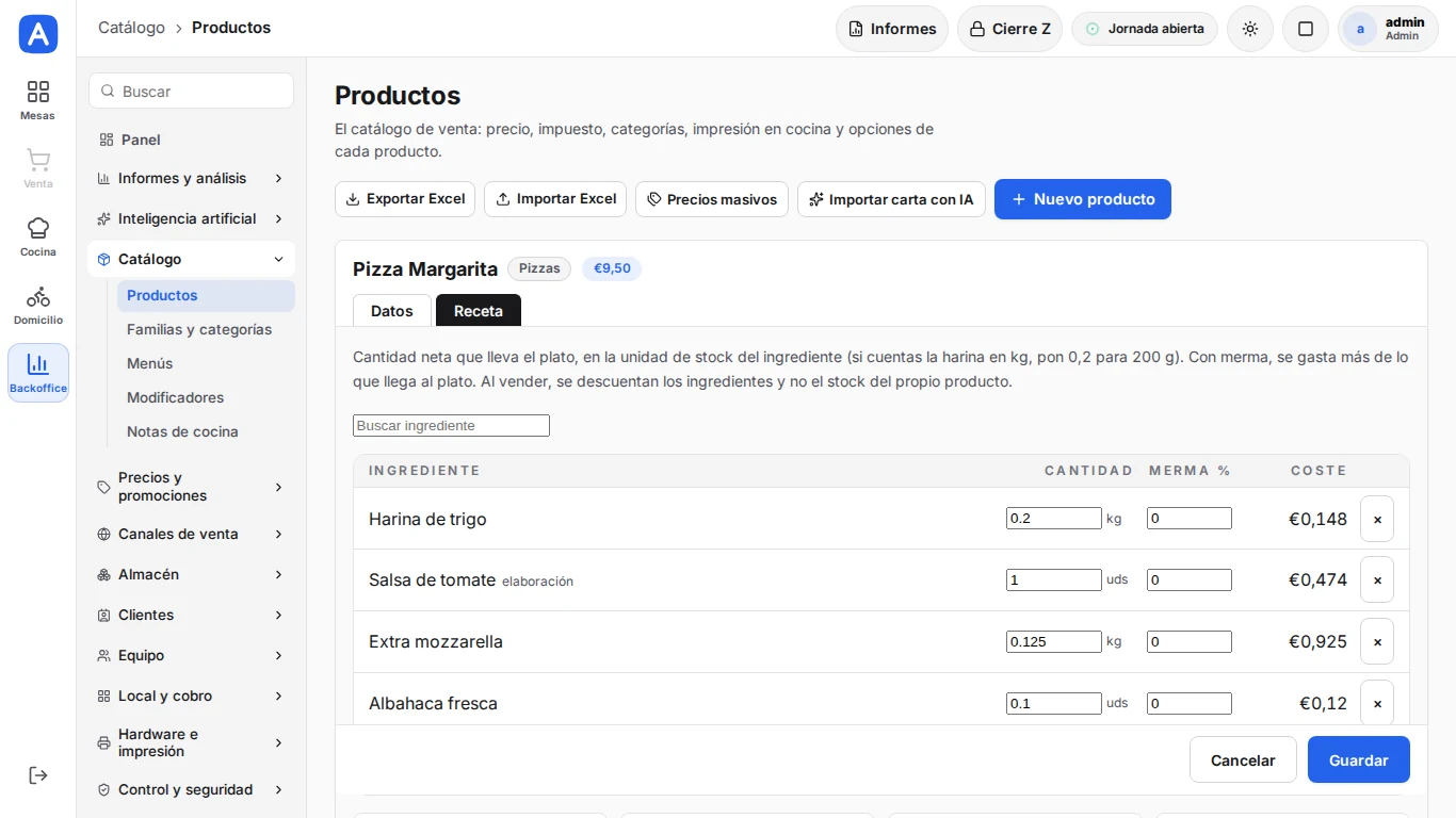 Recetas y food cost