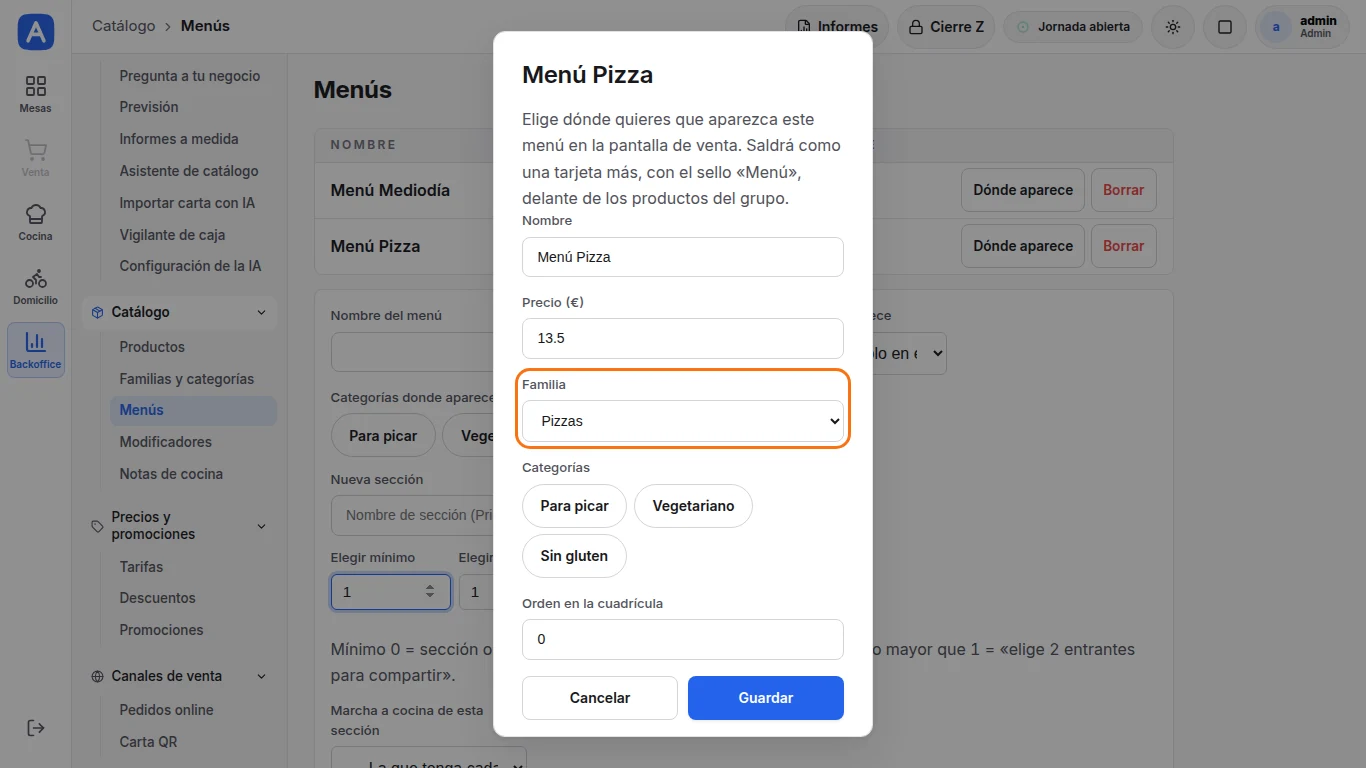 Paso 4 · Comprobar y cambiar un menú