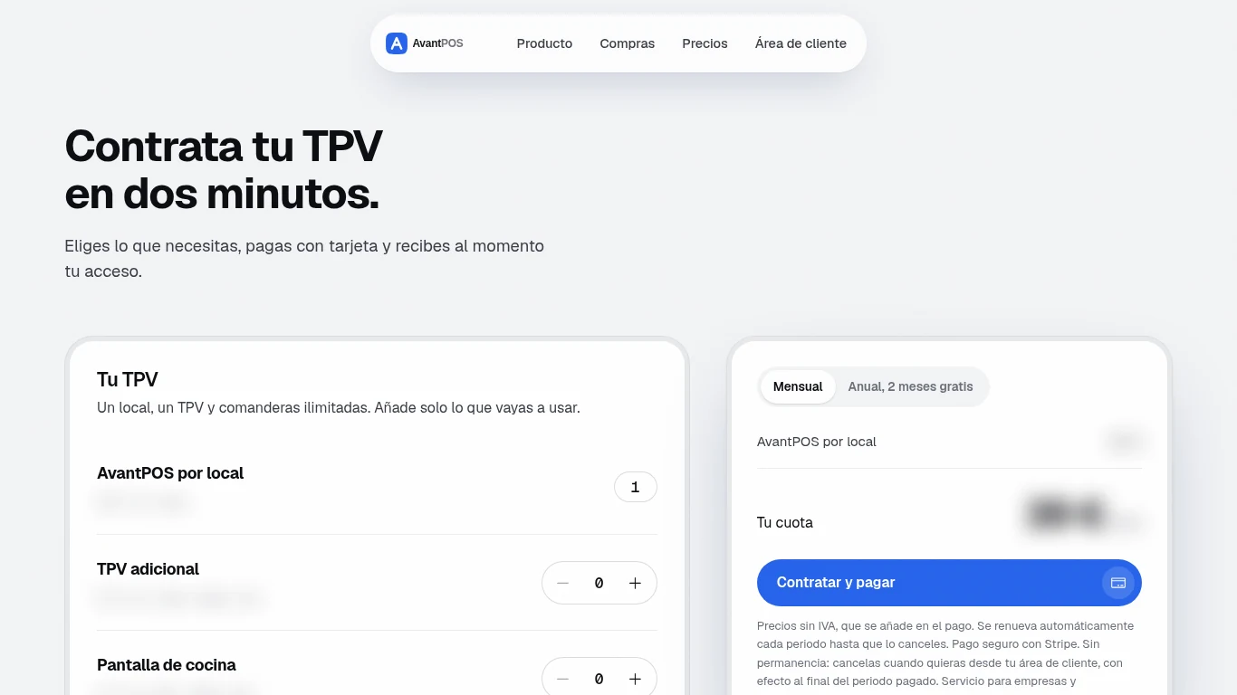Paso 1: contratar en avantpos.es