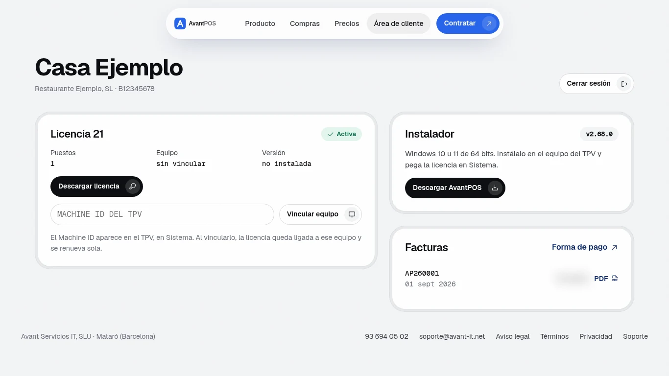 Paso 2: el correo de acceso y el área de cliente