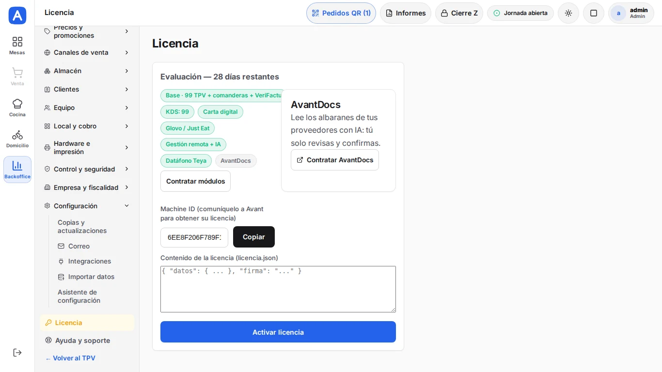 Cómo funciona la licencia de AvantPOS