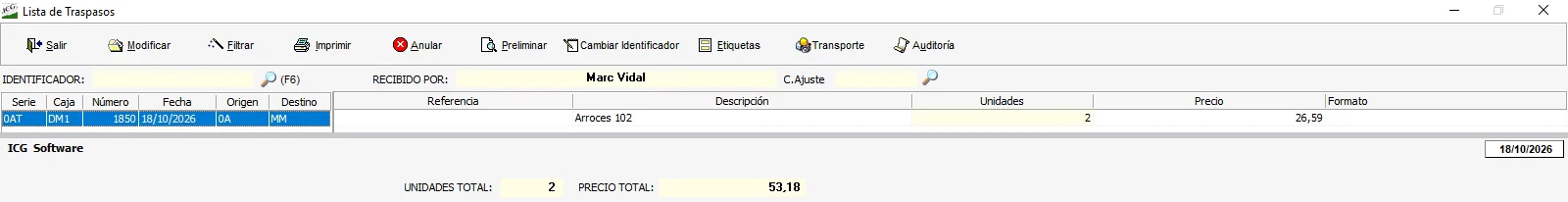 Entregas de la central, mermas y fichajes