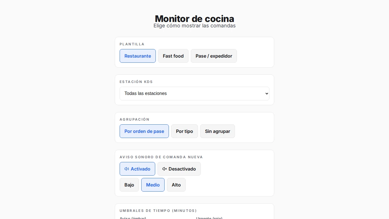 Abrir el monitor en la pantalla de cocina
