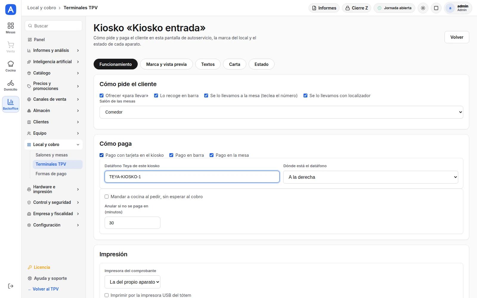 Cómo pide y paga el cliente