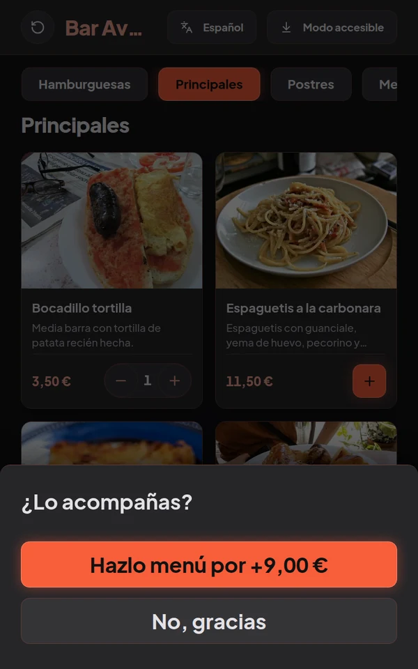 Así pide el cliente