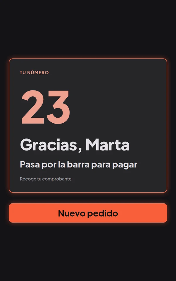 Los pedidos en el TPV
