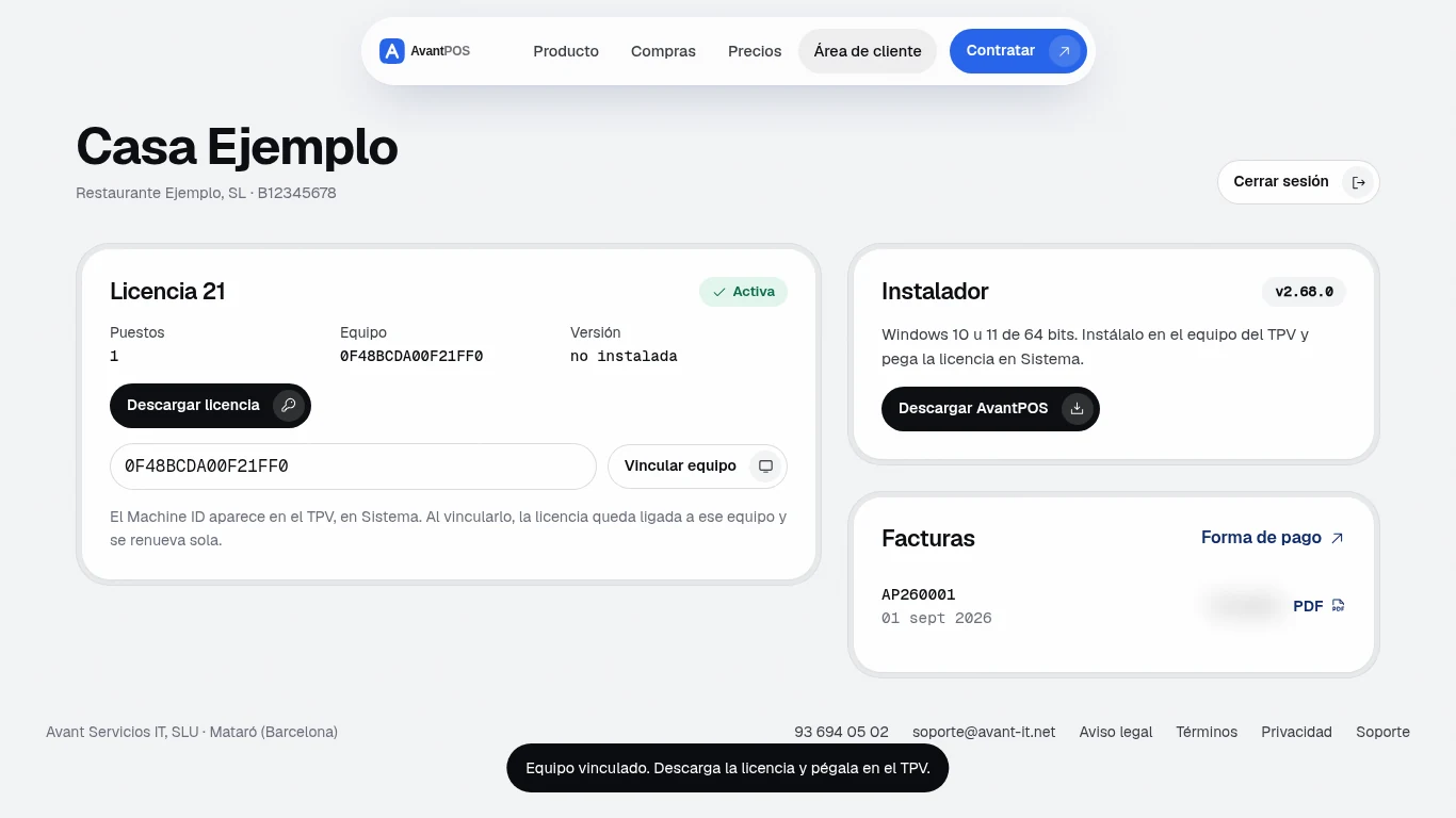Paso 5: vincular el equipo a la licencia