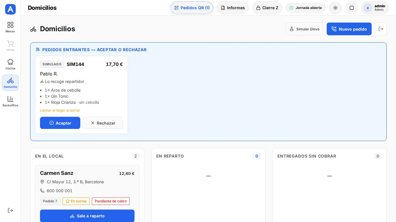 Recibir y aceptar pedidos