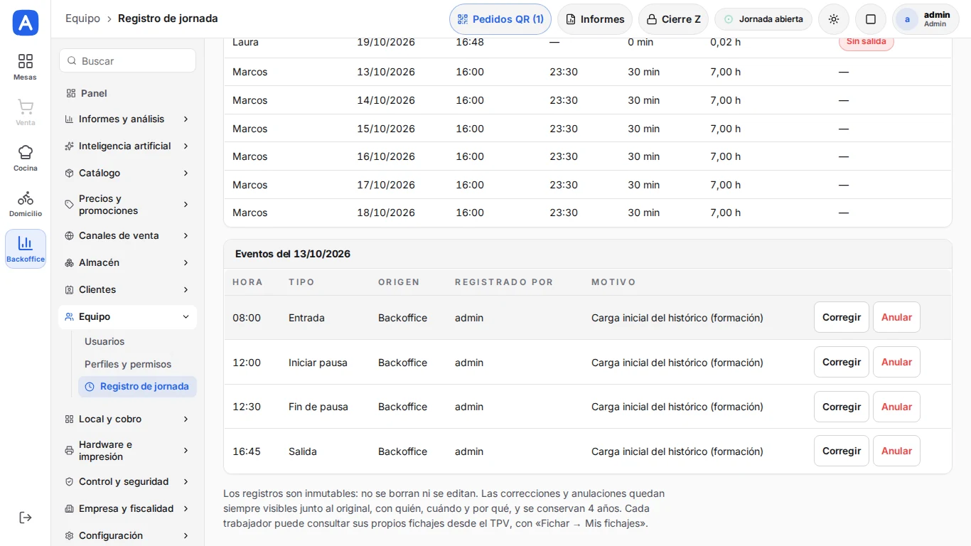 Consulta y control desde el backoffice